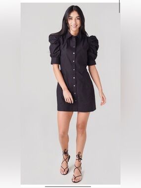 Frame Denim Black Gillian shirt dress 100% organic cotton  XXS